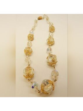 Vendome Goldtone Aurora Borealis Crystals Graduated Beaded Necklace